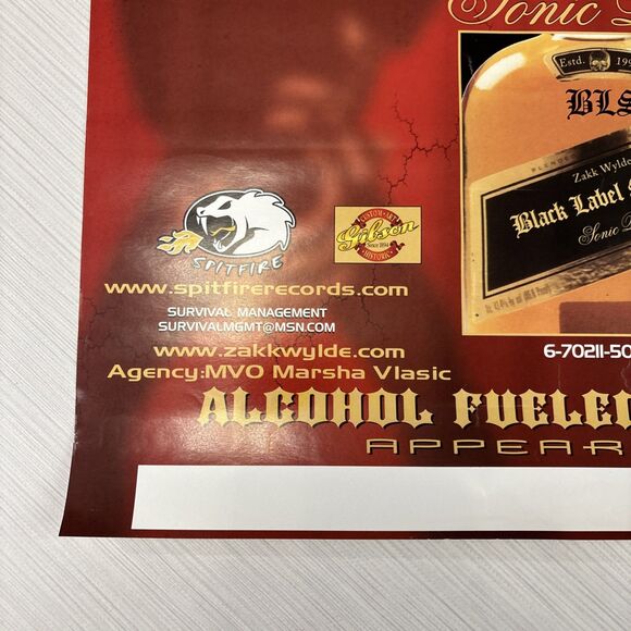 Zakk Wylde Black Label Society Sonic Brew Promo Poster 1999 Spitfire 18 x 24 - Picture 5 of 6